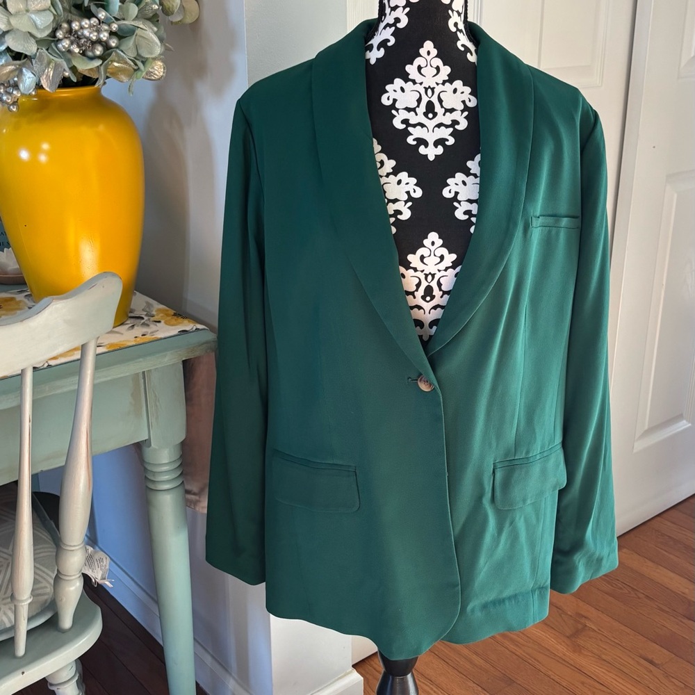 NWOT Large J Jill Jacket Blazer Celtic Dress Coat Womens Kelly Green Boxwood